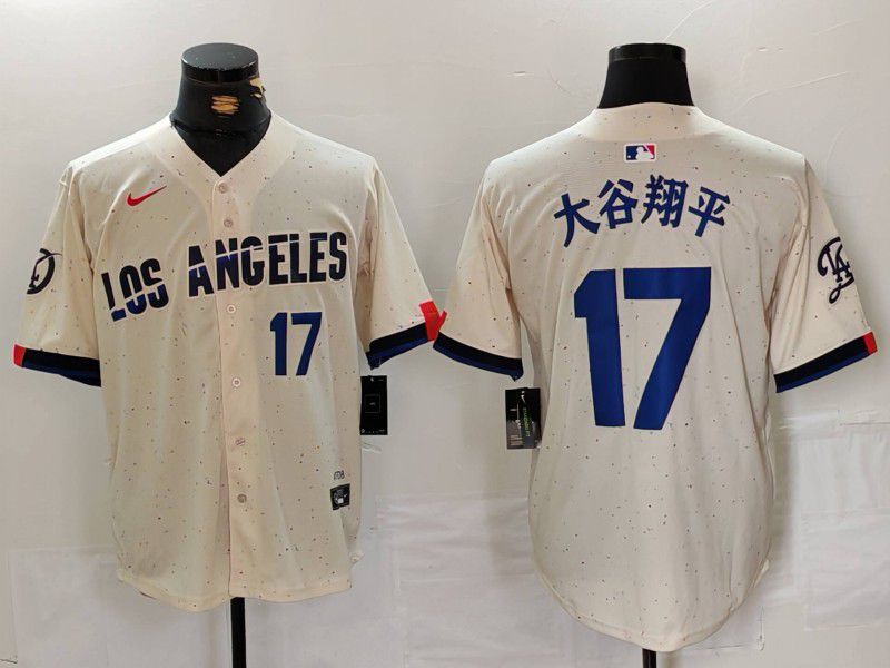 Men Los Angeles Dodgers #17 Ohtani Cream Fashion Nike Game MLB Jersey style 6293->los angeles dodgers->MLB Jersey